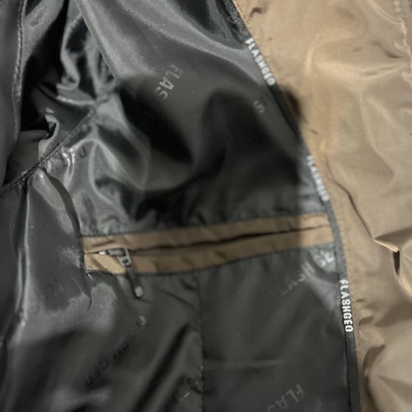 New Duck Down Flash Geo Super Warm Winter Coat & Puffer Jacket Large in Tan - Picture 12 of 14